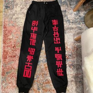 DEATH TRAITORS jogger pants. Size M. Canvas / silk interior.